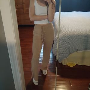 Beige knit pants